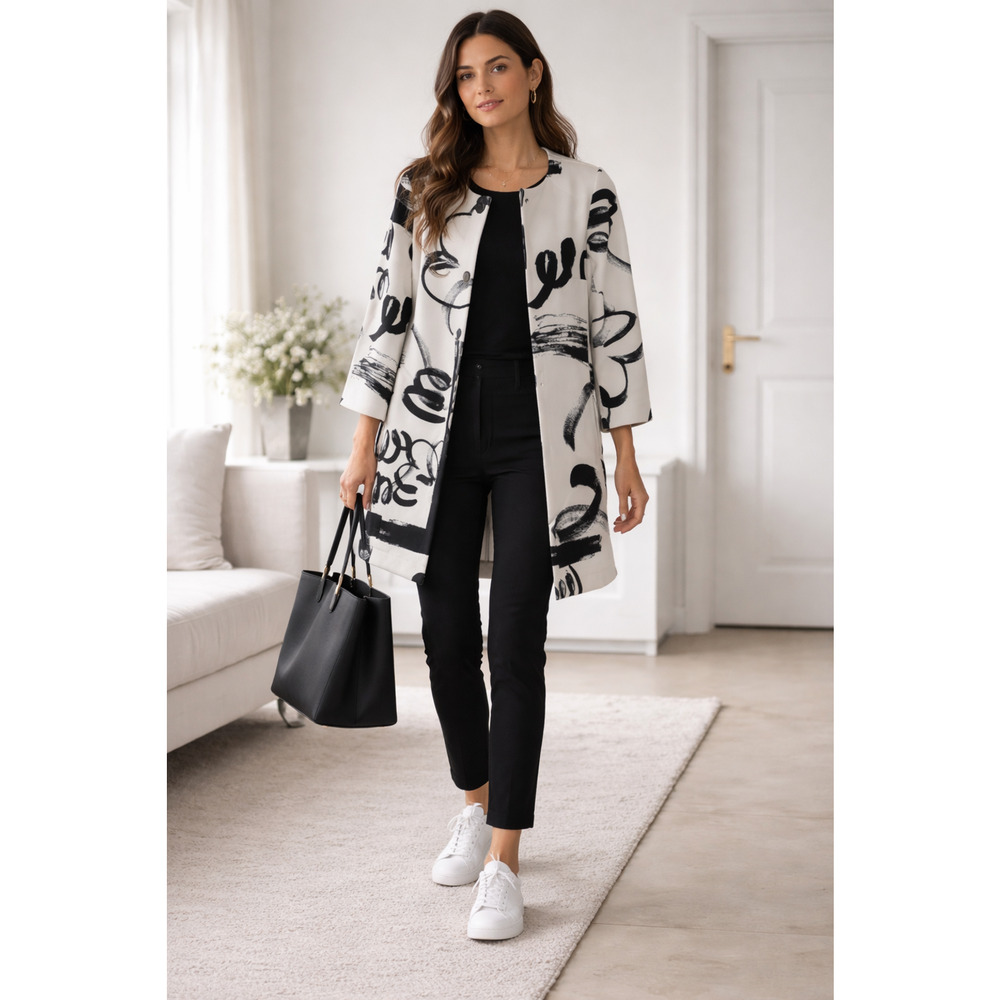 Mela Rosa Italy Abstract Coat Dress | Italian Artwear Oversized XL